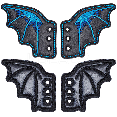 2 Pairs 2 Styles Halloween Imitation Leather Shoe Buckle for DIY Shoe Accessory AJEW-GF0011-82B-1