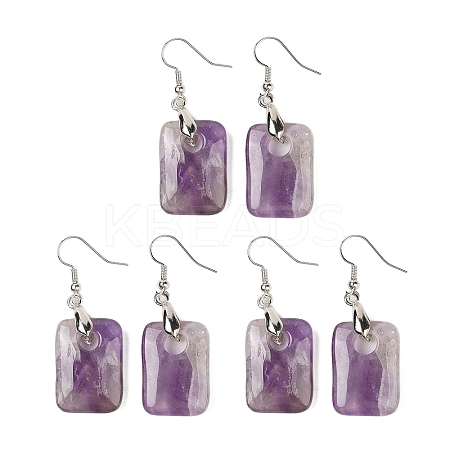 Natutal Amethyst Dangle Earrings EJEW-F343-E09-1