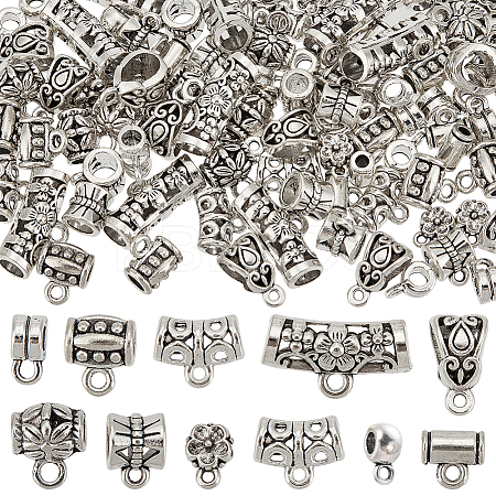 100Pcs 10 Styles Tibetan Style Alloy Hangers Links TIBE-SC0002-19-1