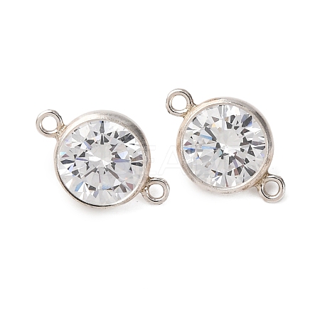925 Streling Silver Pave Cubic Zirconia Birthstone Connector Charms STER-NH0001-80P-04-1