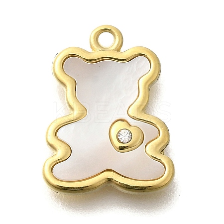Ion Plating(IP) 304 Stainless Steel Pave Shell Pendants STAS-K263-62G-1