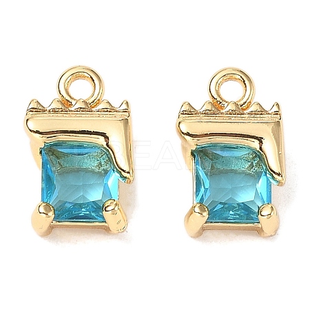 Brass Micro Pave Cubic Zirconia Charms KK-A259-36G-1