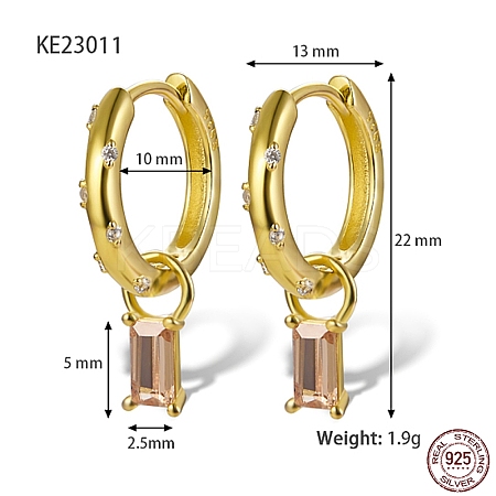 Real 18K Gold Plated 925 Sterling Silver Dangle Hoop Earrings NQ5961-3-1