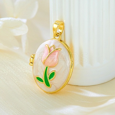 Brass Enamel Locket Pendants KK-F912-05C-G-1