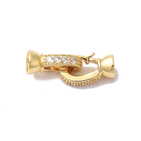 Brass Micro Pave Clear Cubic Zirconia Fold Over Clasps KK-H483-01G-1