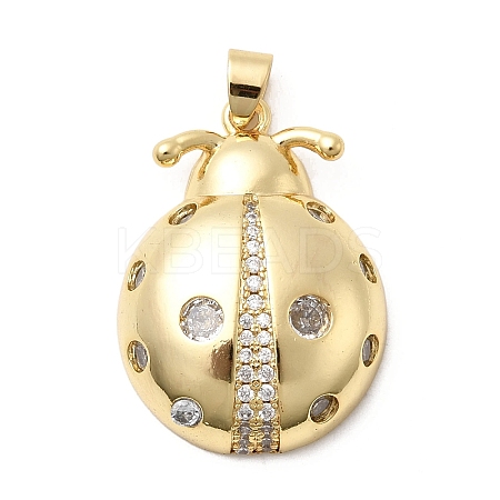 Brass Micro Pave Clear Cubic Zirconia Pendants KK-H519-17G-1