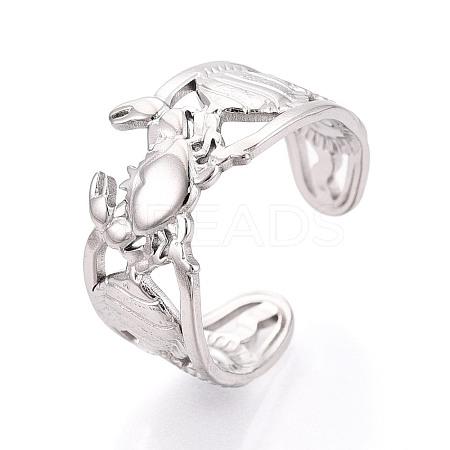 304 Stainless Steel Cuff Open Rings for Women RJEW-N052-17P-1