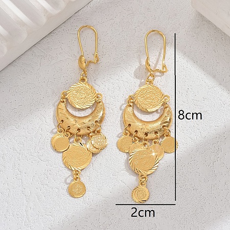 Vintage Middle Eastern Ramadan Moon Tassel Earrings Women's Ear Accessories. NP0210-1