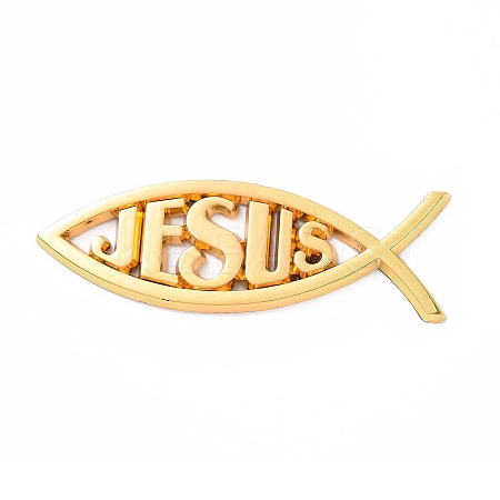 (Defective Closeout Sale: Scratched)Waterproof 3D Jesus Fish ABS Plastic Self Adhesive Stickers LS-AJEW-XCP0002-02-1