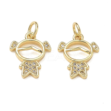 Brass Micro Pave Clear Cubic Zirconia Pendants CU-CBA9AFC-01G-04-1