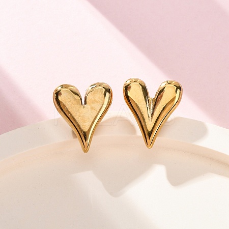 Ion Plating(IP) 304 Stainless Steel Heart Stud Earrings for Women EJEW-F300-09G-1