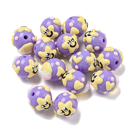 Hand Painted Opaque Acrylic with Enamel Beads LS-MACR-D031-04C-1