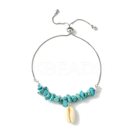Natural Shell Charms Slider Bracelet BJEW-TA00365-02-1