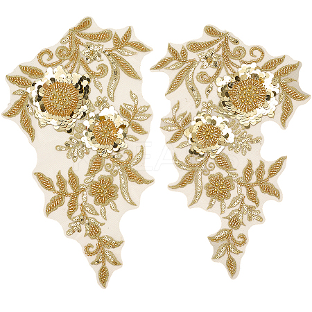 1Pair Flower Lace Polyester Embroidery Organza Ornament Accessories DIY-CY0002-32A-1