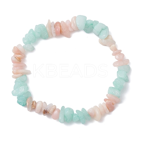 Natural Amazonite and Morganite Chip Beads Stretch Bracelets for Women BJEW-JB12589-01-1
