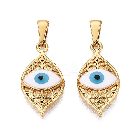 304 Stainless Steel & Enamel Pendants STAS-T072-80A-G-1