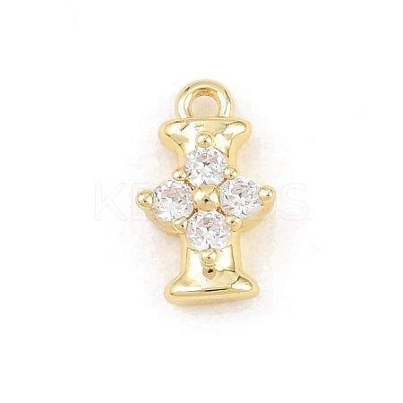 Brass Micro Pave Clear Cubic Zirconia Charms KK-Z151-18G-I-1