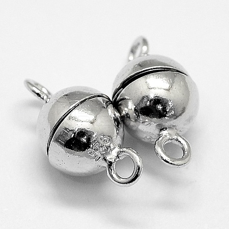 Anti-Tarnish Rhodium Plated 925 Sterling Silver Magnetic Clasps STER-A102-011P-6mm-1