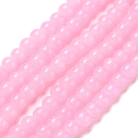 Baking Paint Imitation Jade Glass Round Bead Strands DGLA-XCP0001-25-1