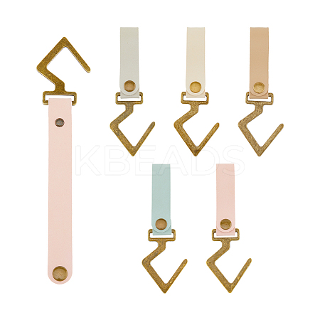 SUPERFINDINGS 5Pcs 5 Colors Light Color Series PU Leather S Hooks FIND-FH0007-20B-1