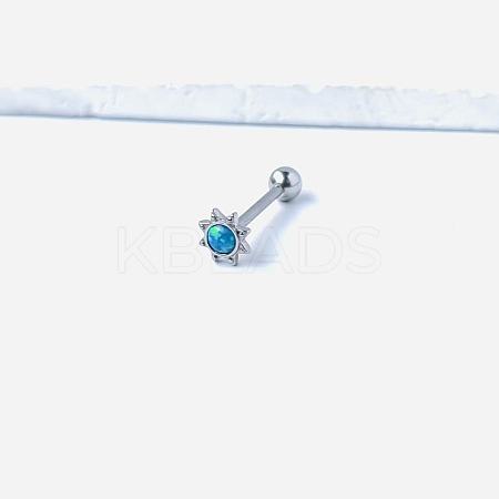 Sun 316L Surgical Stainless Steel with Synthetic Opal Tongue Rings FS-WGFD6E3-13-1