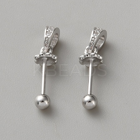 Rhomdium Plated Sterling Silver Pendant Bails STER-WH0008-70P-1