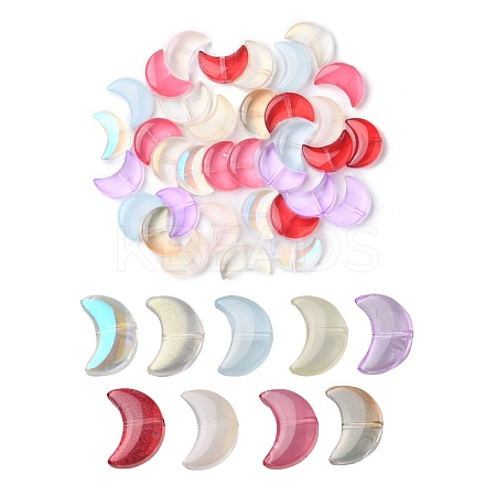 35Pcs Transparent Spray Painted Glass Beads GLAA-YW0001-74-1