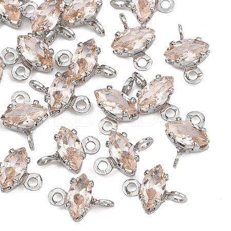 SHEGRACE Brass Pave Cubic Zirconia Horse Eye Connector Charms XGRQ2O948-436B-P-1