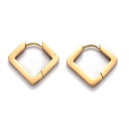 304 Stainless Steel Rhombus Huggie Hoop Earrings STAS-H156-08G-1
