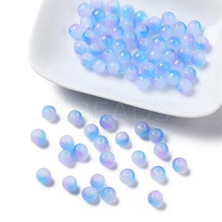 Baking Paint Imitation Jade Glass Round Bead Strands DGLA-YW0001-19A-1
