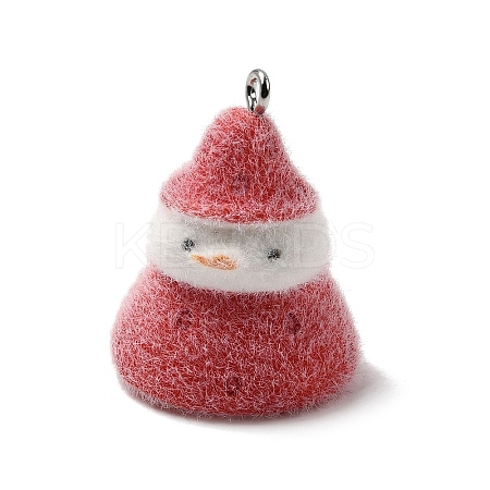Christmas Flocky Opaque Resin Pendants RESI-F062-04B-1