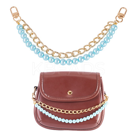 ABS Plastic Imitation Pearl and Aluminium Curb Chains Bag Extender Chains HJEW-TAC0073-1