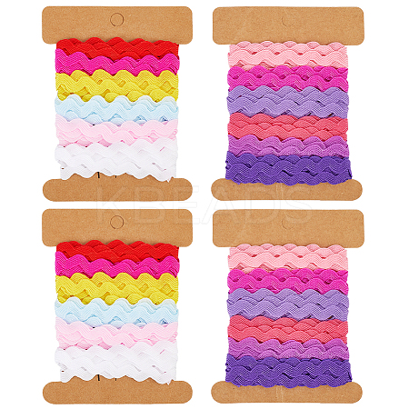 4 Cards 2 Styles  Polyester Wavy Fringe Trim Ribbon DIY-GF0009-48F-1