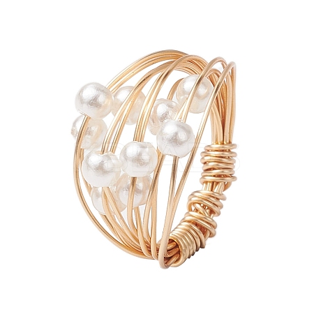Copper Wire Wrapped Finger Rings RJEW-JR00684-1