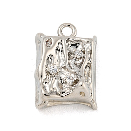 Brass Micro Pave Clear Cubic Zirconia Pendants KK-O008-01D-P-1