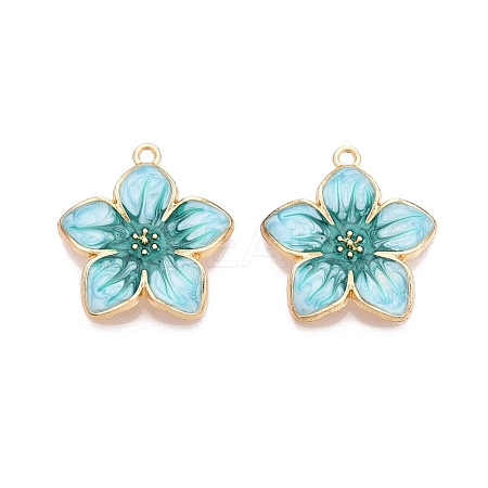Rack Plating Alloy Enamel Pendants ENAM-N056-365KCG-05-1