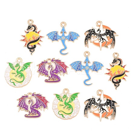 10Pcs Alloy Enamel Pendants X-ENAM-P268-01G-1