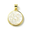 Rack Plating Brass Pave Natural Shell Pendants KK-A204-01B-02G-1