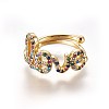 Adjustable Brass Micro Pave Cubic Zirconia Finger Rings LS-RJEW-L086-04G-1
