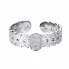 Non-Tarnish 304 Stainless Steel Open Cuff Finger Ring Cabochon Settings STAS-T060-09P-1