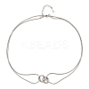 304 Stainless Steel Double Layer Snake Chain 2-Ring Link Necklaces NJEW-R017-01P-4