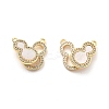 Brass Micro Pave Cubic Zirconia & Shell Fold Over Clasps KK-B129-15G-1