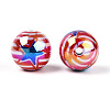 Independence Day Theme Printed Opaque Acrylic Beads MACR-T048-10B-2