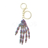 Halloween Plastic Skeleton Hand Pendant Keychain HJEW-H063-01G-01-1