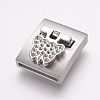 304 Stainless Steel Magnetic Clasps Rhinestone Settings STAS-E144-170P-1