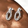 304 Stainless Steel Oval Dangle Stud Earrings EJEW-I319-01P-3