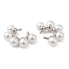 Rack Plating Brass Cuff Earrings with Plastic Pearl Beaded EJEW-M222-03P-2