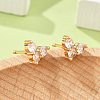 Brass Micro Pave Clear Cubic Zirconia Stud Earrings for Women EJEW-G428-25G-03-2