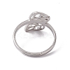 Non-Tarnish 201 Stainless Steel Hollow Out Leaf Adjustable Ring for Women RJEW-C045-05P-3