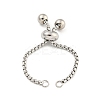 Non-Tarnish Adjustable 304 Stainless Steel Box Chain Slider Bracelet Making MAK-L038-001P-02-2